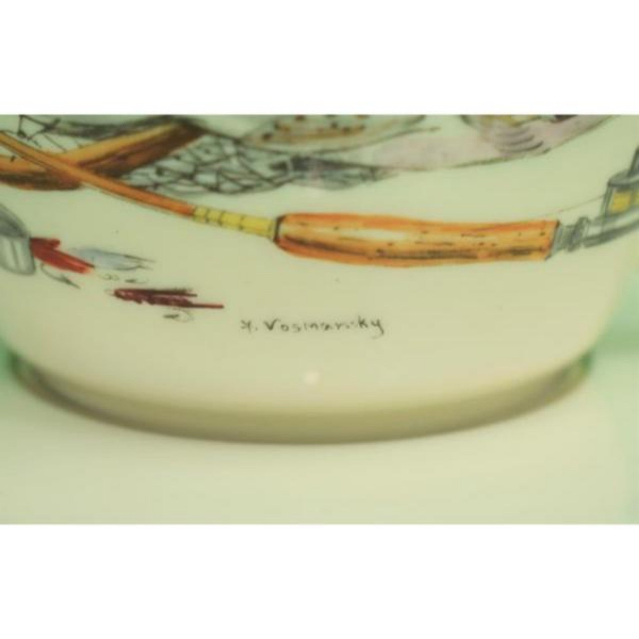 Abercrombie & Fitch Trout Cup & Saucer Hand-Painted by Frank Vomansky