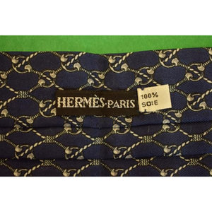 'Hermes of Paris Navy Silk Cravat'