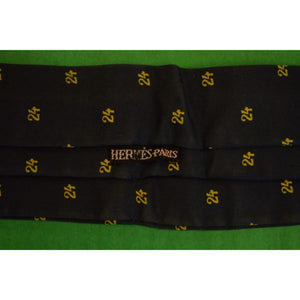 'Hermes of Paris Navy Silk Cravat w/ Gold #24'