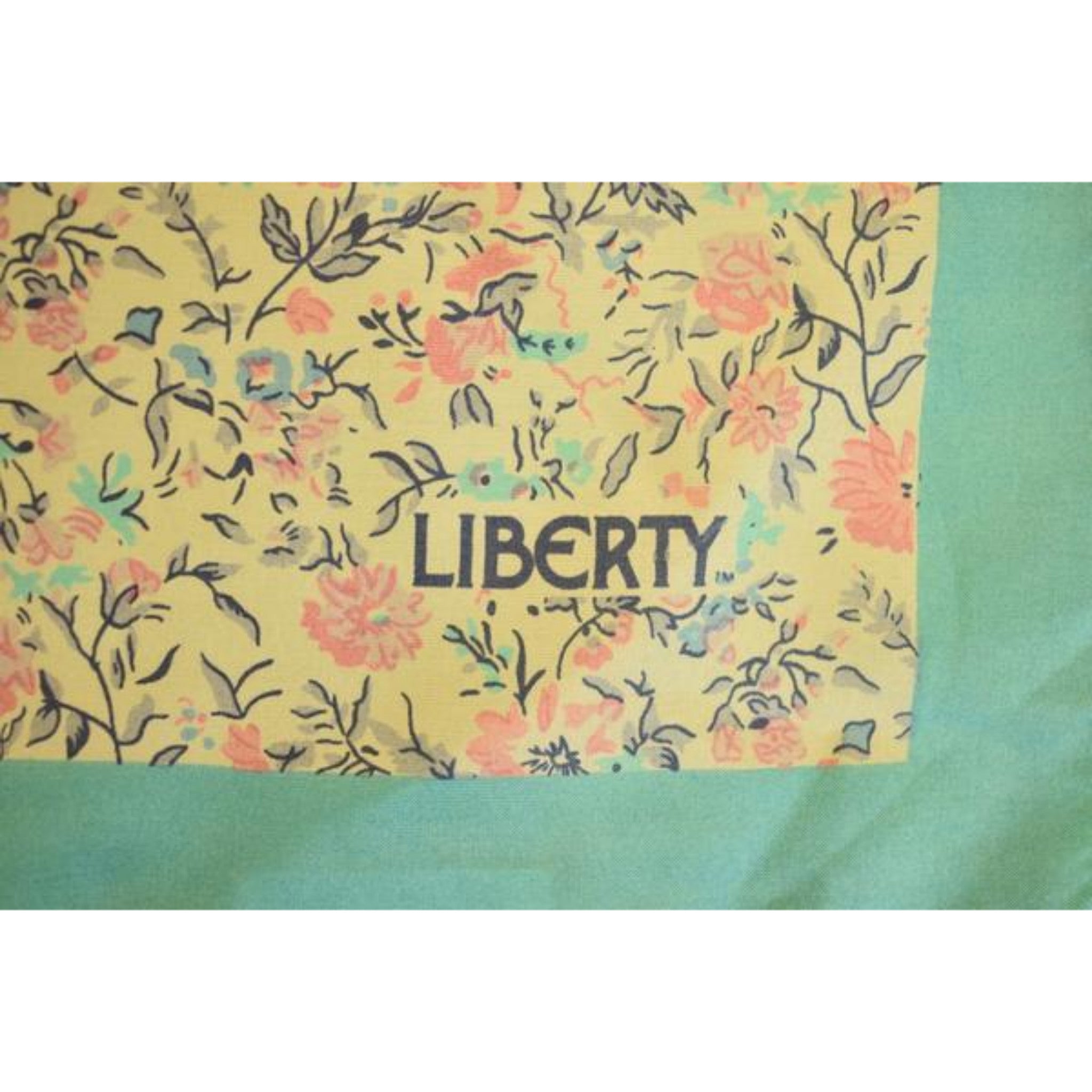 "Liberty Of London Pink Floral Print Pocket Square w/ Aqua Border" (SOLD)