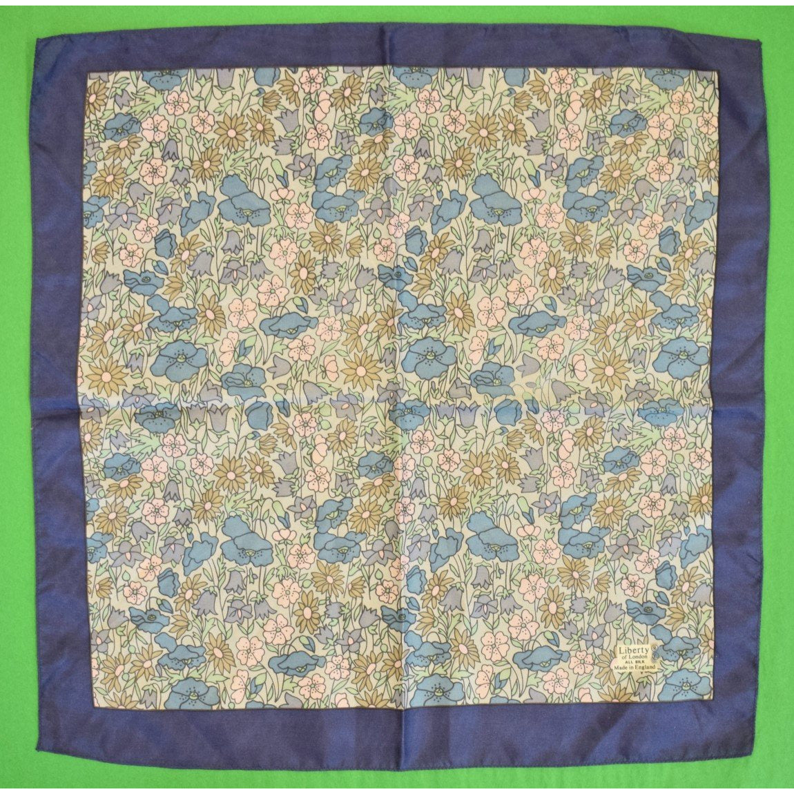 'Liberty of London Blue & Pink Floral Print Pocket Square' (SOLD)