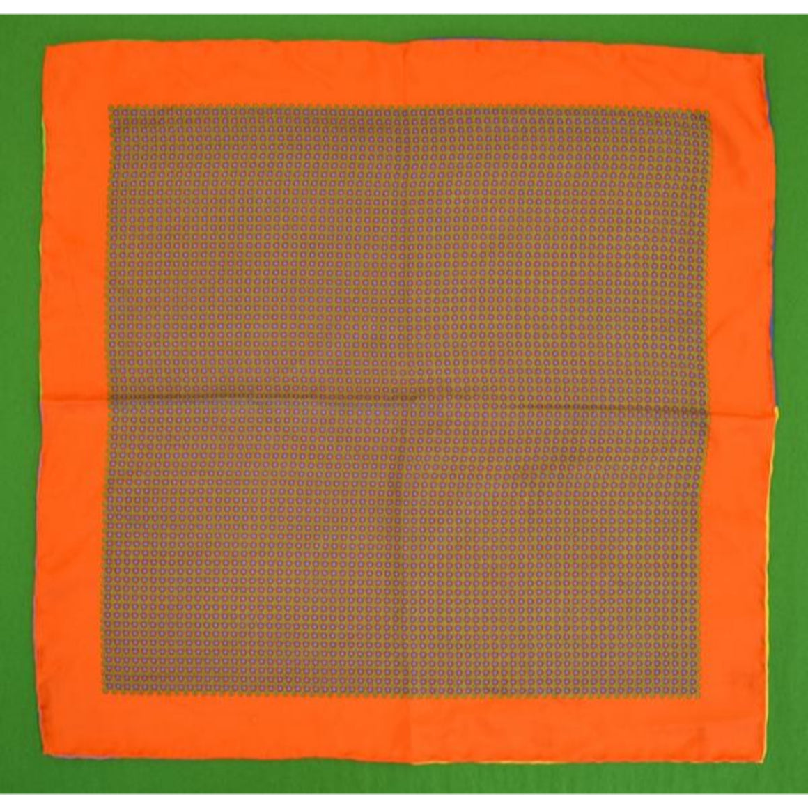 Silk Foulard Pocket Square w/ Multicolour Piping