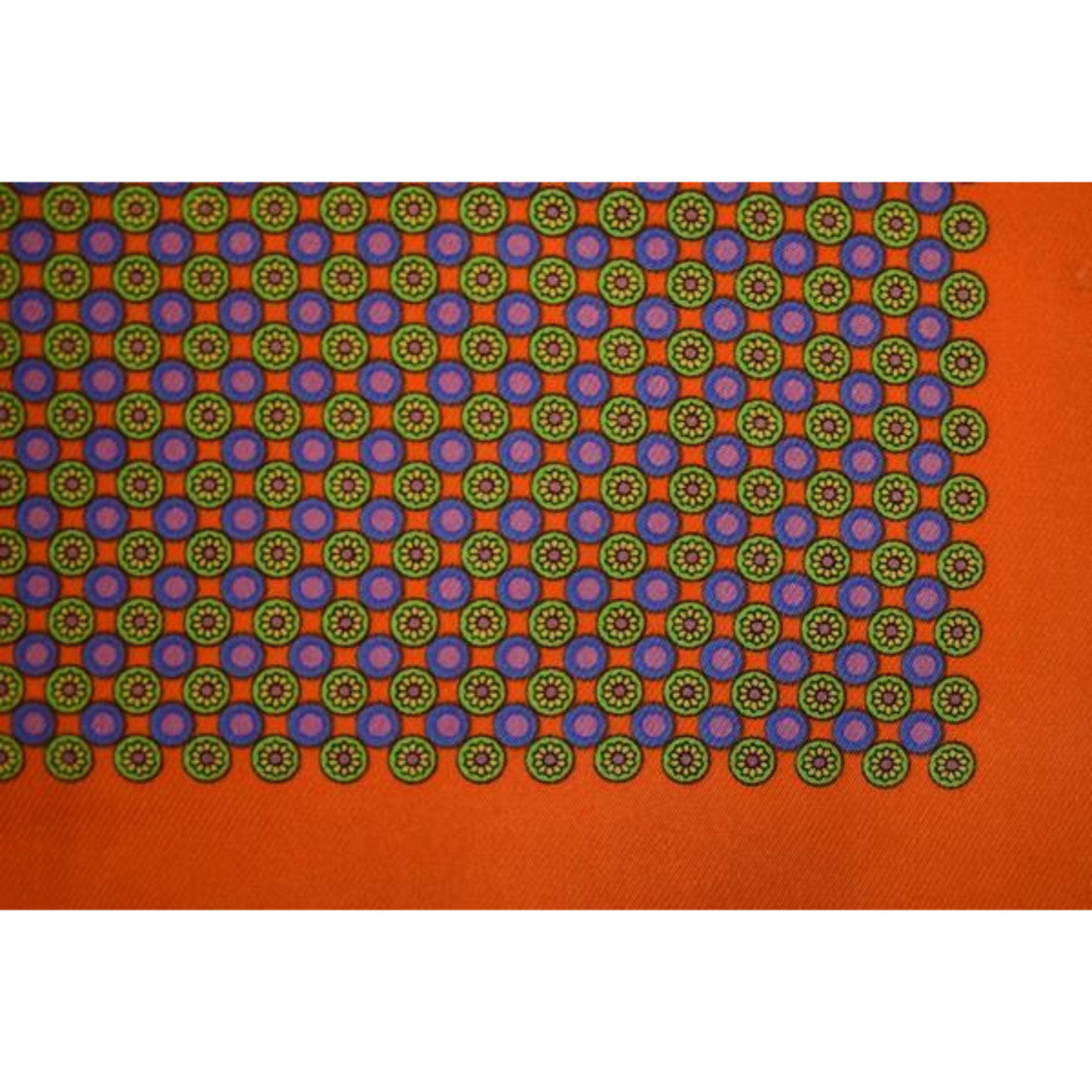 Silk Foulard Pocket Square w/ Multicolour Piping