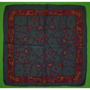 "Robert Talbott Italian Silk Teal Abstract Pocket Sq" (SOLD)