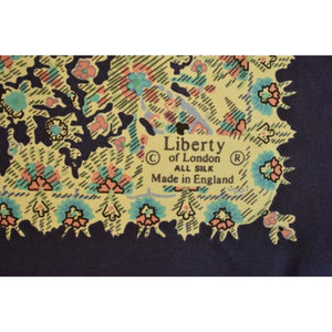 "Liberty Of London Navy & Pink Geometric Print Silk Pocket Square"