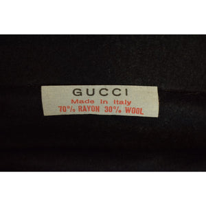 Gucci Black Felt Tote Bag w/ Saddle Tan Trim