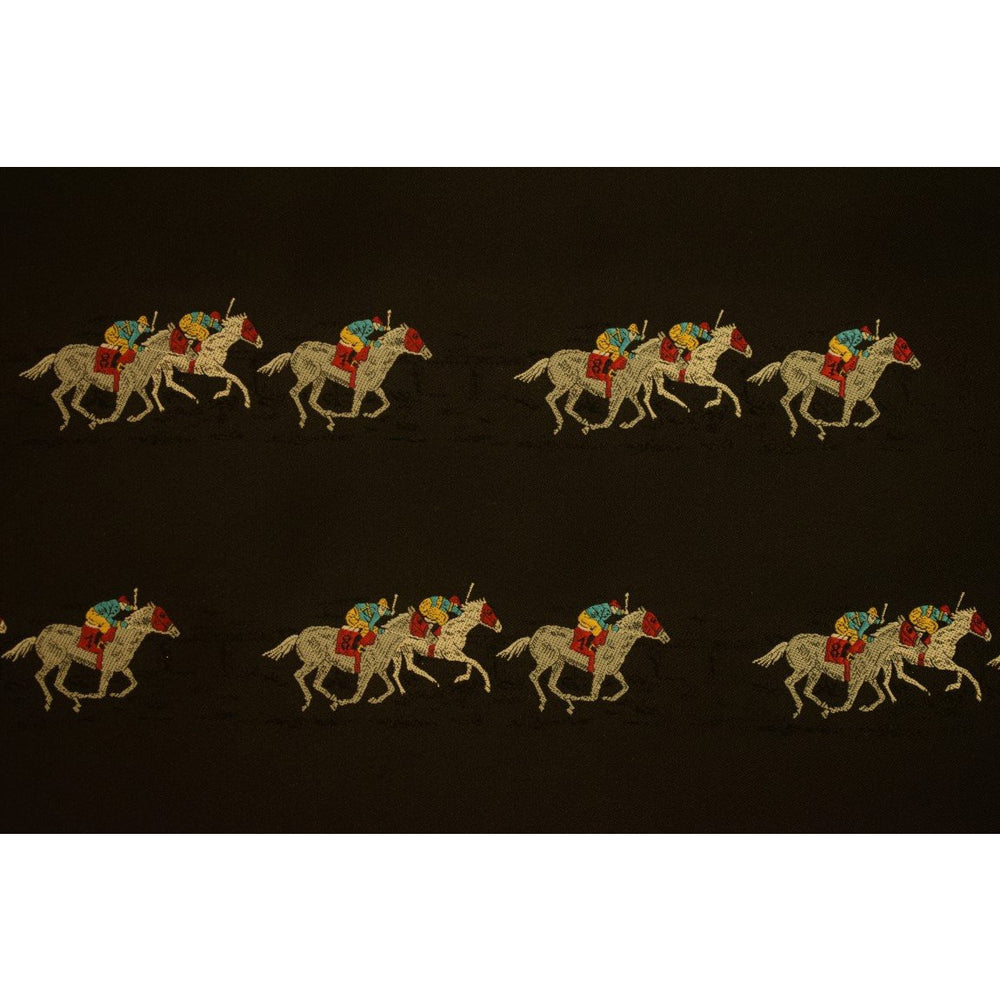 black-silk-fabric-w-jockeys-racehorses-woven-design