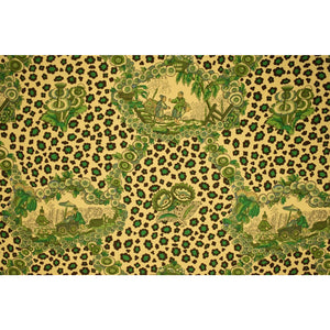Brunschwig & Fils Chinese Leopard Toile Hand-Print Vat Colors in Green Variant