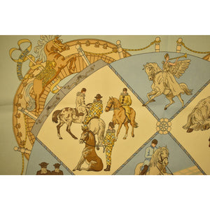 Hermes Silk Musee Vivant du Cheval Chantilly Gent's Pocket Square