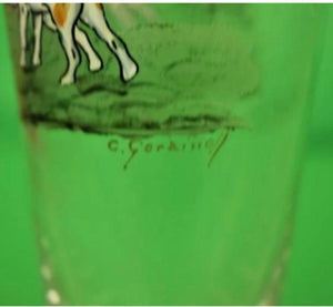 "Abercrombie & Fitch Hand-Painted Fox-Hunt Pilsner Glass by Cyril Gorainoff"