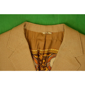 Chipp Camel Houndstooth Silk Blazer w/ Amazing Hermes-like Scarf Lining Sz: 46L