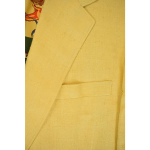 Chipp Yellow Silk Shantung Blazer w/ Hermes-like Scarf Jockey Lining Sz: 46L