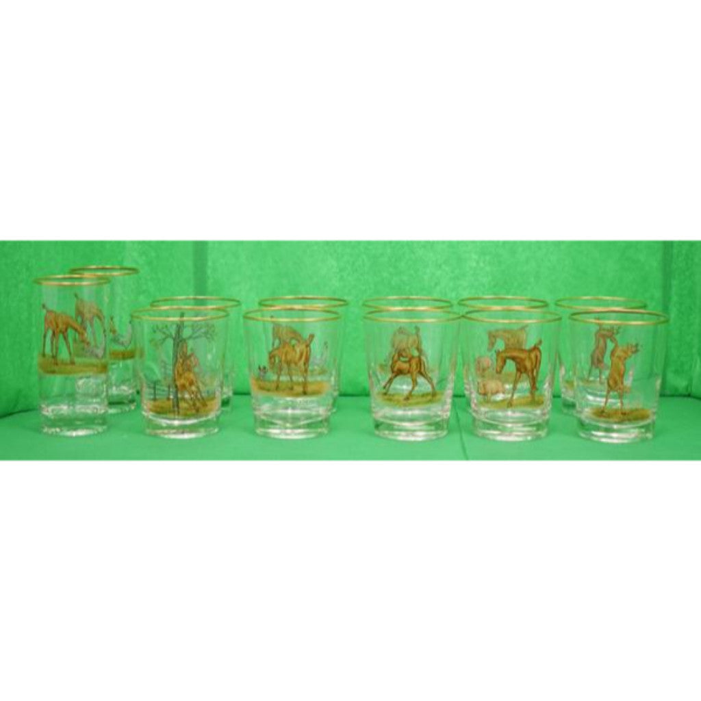 "Set of 12 Frank Vosmansky For Abercrombie & Fitch Equestrian Glasses"