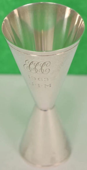Tiffany Sterling Jigger Hourglass Cups Engraved JIM 1963