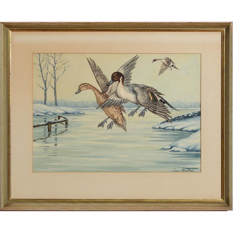 Ducks in Flight 2 Watercolour by Jean Herblet from the CZ Guest estate