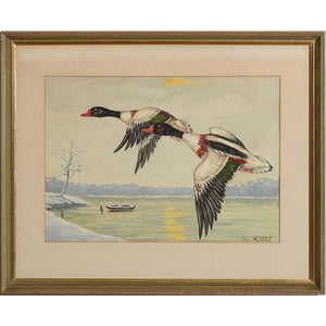 Ducks in Flight 4 Watercolour by Jean Herblet from the CZ Guest estate