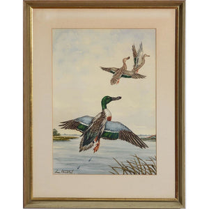 Ducks in Flight, 5 Watercolour by Jean Herblet from the CZ Guest estate