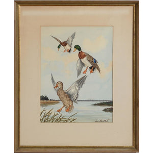 Ducks in Flight, 7 Watercolour by Jean Herblet from the CZ Guest estate