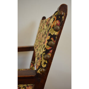 Pair of Tapestry Needlepoint Armorial Hall Chairs