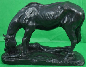 Charles Cary Rumsey Bronze Horse & Man Drinking Water Sculpture