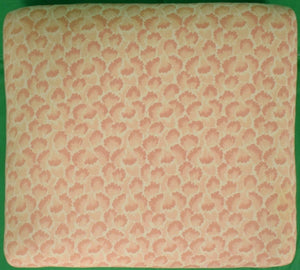 English Coral Scallop Fabric Upholstered Mahogany Ottoman