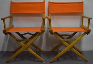 Set of 2 Hermes Orange Canvas Director's Chairs