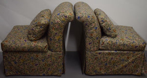 Pair of Domain Glazed Floral Chintz Slipper Chairs
