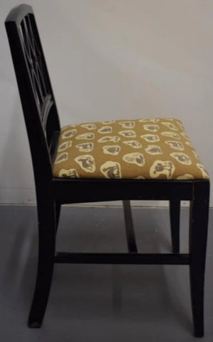 "Cowtan & Tout Safari Upholstered Mahogany Ottoman & Side Chair"