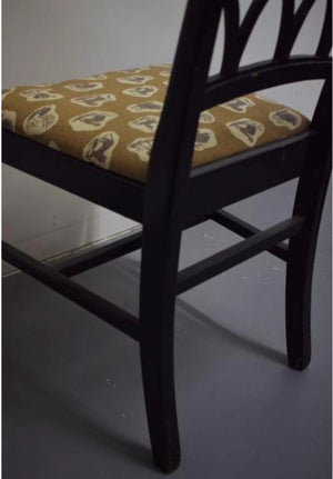 "Cowtan & Tout Safari Upholstered Mahogany Ottoman & Side Chair"