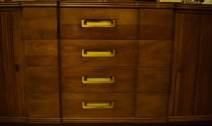Spectacular John Widdicomb Grand Rapids 4 Campaign Drawer Cabinet w/ Accordion Slider Side Flanking Vertical Mounts