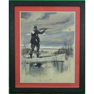 "Courtesy of Abercrombie & Fitch Rail Shooting" c1930s Watercolor by H. Vincentini (SOLD)