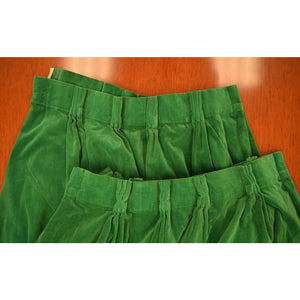 Pair of Billiard Green Felt Velvet Curtains w/ 11 Pinch Pleats