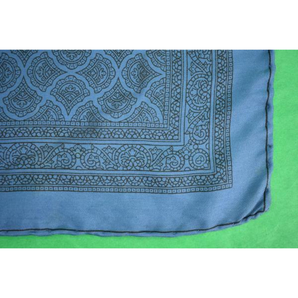English Silk Foulard Mid-Blue Pocket Sq