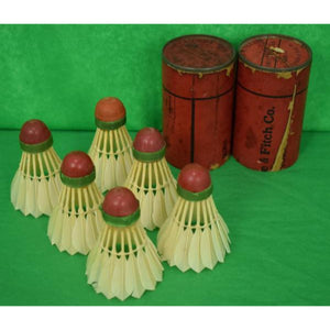 "Abercrombie & Fitch Set of 6 English Shuttlecocks in Canister"