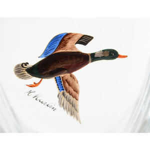 Pair of Hand-Painted Glass Grouse & Mallard Decanters & Stoppers from the CZ Guest estate