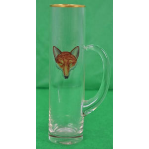 "Set Of 4 Stem-Handle Glassware w/ Hand-Painted Fox-Mask Motif" 'By Cyril Gorainoff