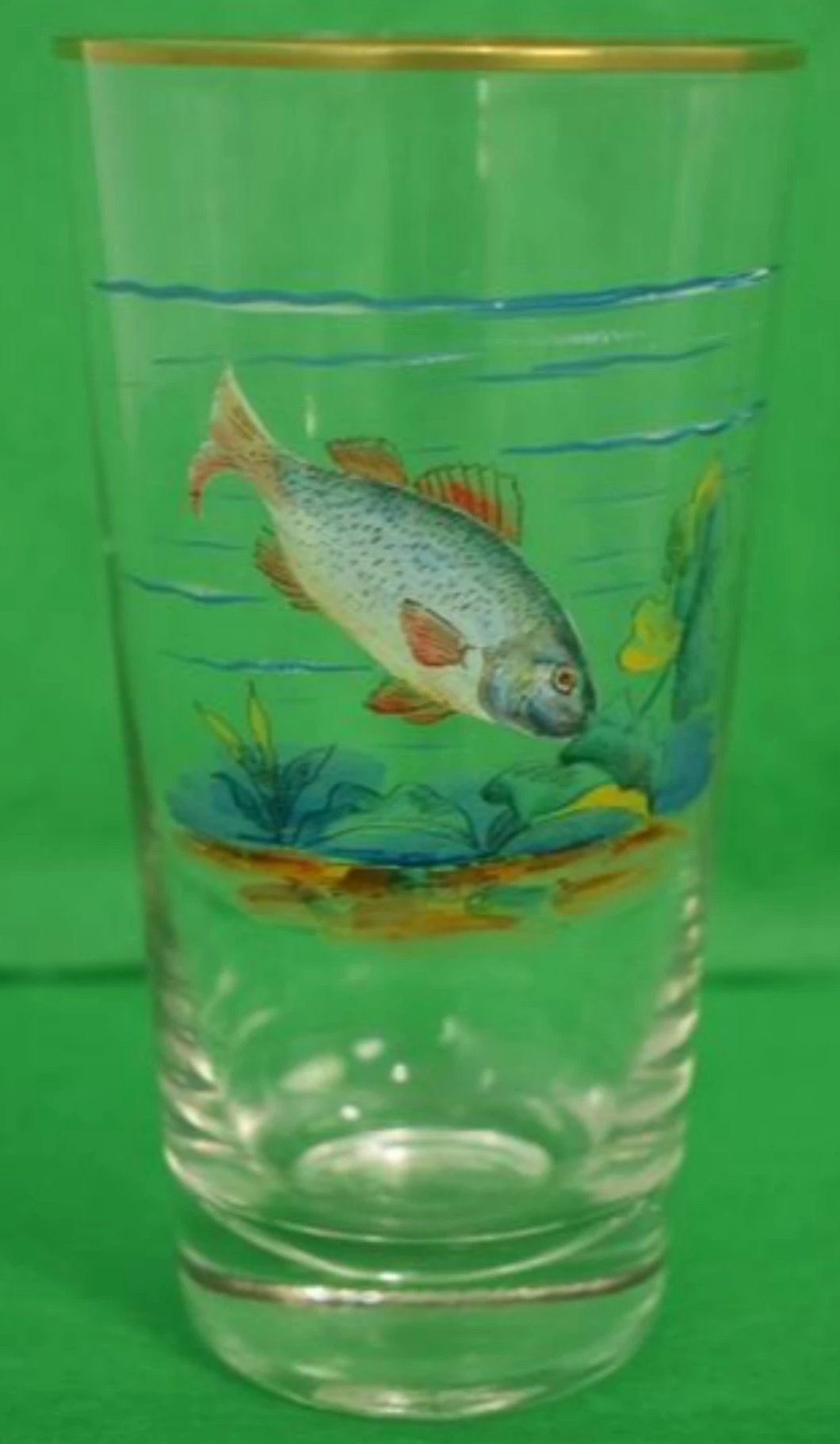 Set x 4 Hand-Painted Game Fish Highball Glasses