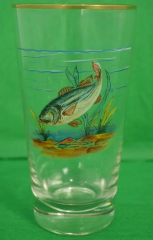 "Set x 4 Hand-Painted Game Fish Highball Glasses"