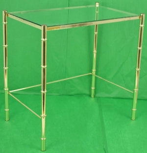 Gilt Brass Bamboo Cocktail Table w Glass Counter