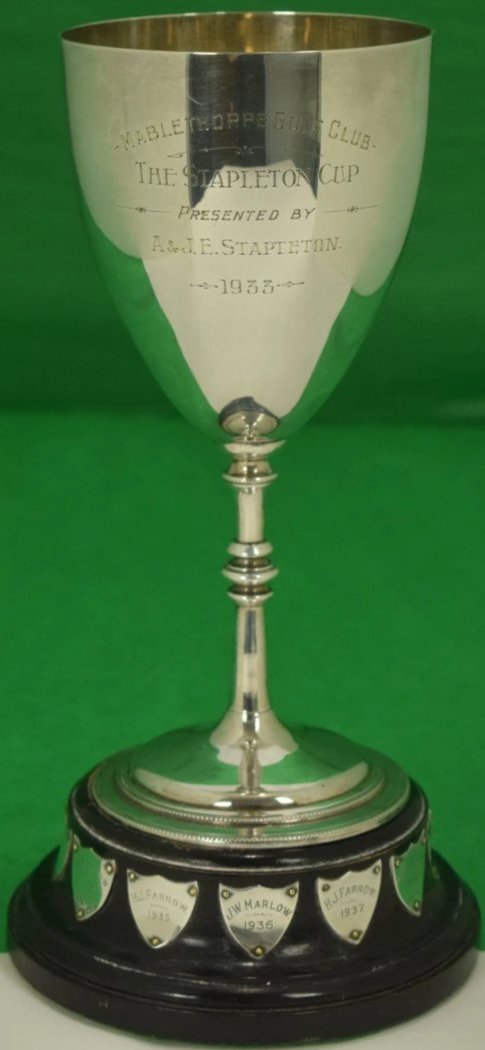 Mablethorpe Golf Club The Stapleton Trophy 1933 on Ebony Plinth