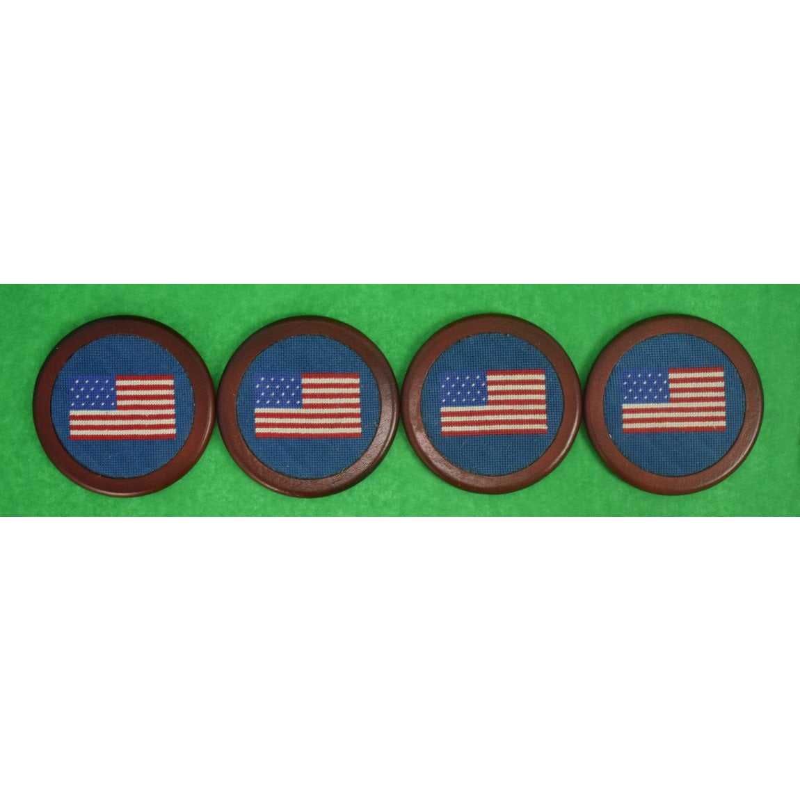 Set of 4 Custom Needlepoint US Flag Coasters