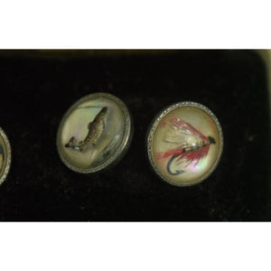 Boxed Pair of Crystal Intaglio Trout Fly c.1940's Cuff Links (SOLD)