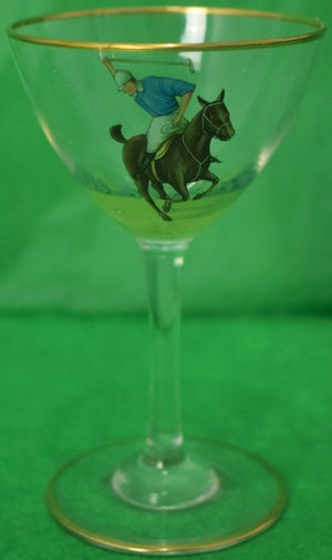 Set of 16 Polo Player Hand-Painted Sherry Glasses