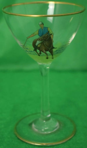 Set of 16 Polo Player Hand-Painted Sherry Glasses