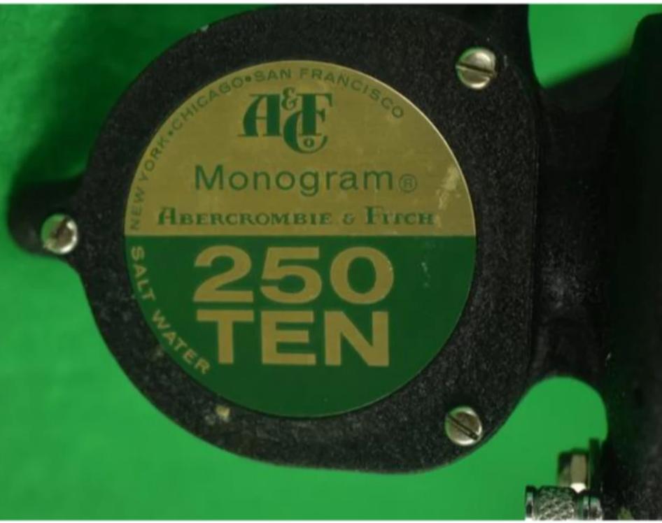 "Abercrombie & Fitch Monogram 250 Ten Salt Water Spinning Reel" (SOLD)