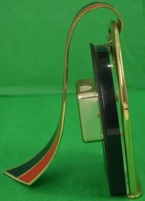 Gucci Brass Stirrup Equestrian Red & Green Stripe Enamel Easel Clock