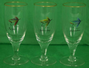 "Set x 12 Carwin Hand-Painted Trout Fly Glasses/ Ice Bucket/ & Cocktail Pitcher Barware"