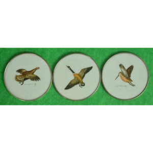 "Set Of 3 Cyril Gorainoff Milk Glass Game Bird Coasters"