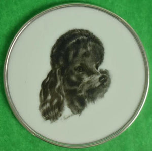 "Set of 4 Frank Vosmansky For Abercrombie & Fitch Milk Glass c1940s Dog Breed Coasters"