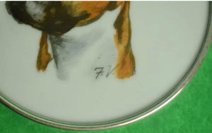 "Set of 4 Frank Vosmansky For Abercrombie & Fitch Milk Glass c1940s Dog Breed Coasters"